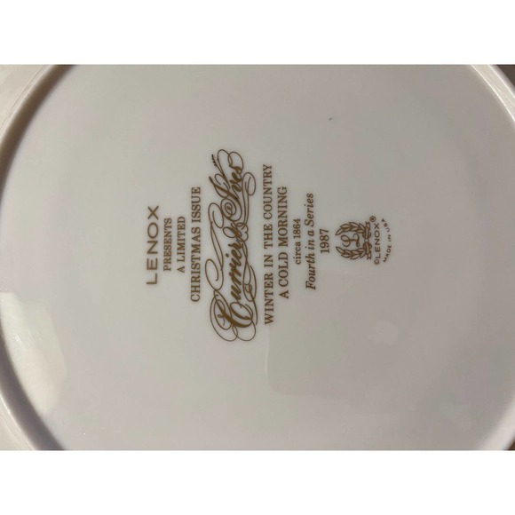 Lenox Plate, “Winter In The Country A Cold Morning” 1987 Limited Currier & Ives - Picture 9 of 10